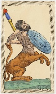 Minchiate card deck - Florence - 1860-1890 - Batons - 12 - Knight