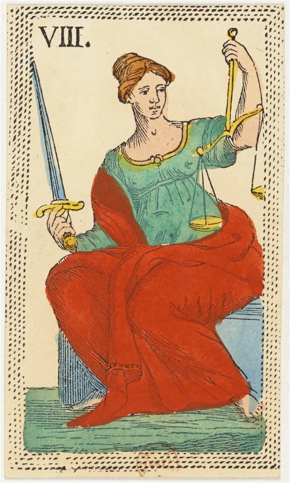 Minchiate card deck - Florence - 1860-1890 - Trumps - 08 - La Giustizia
