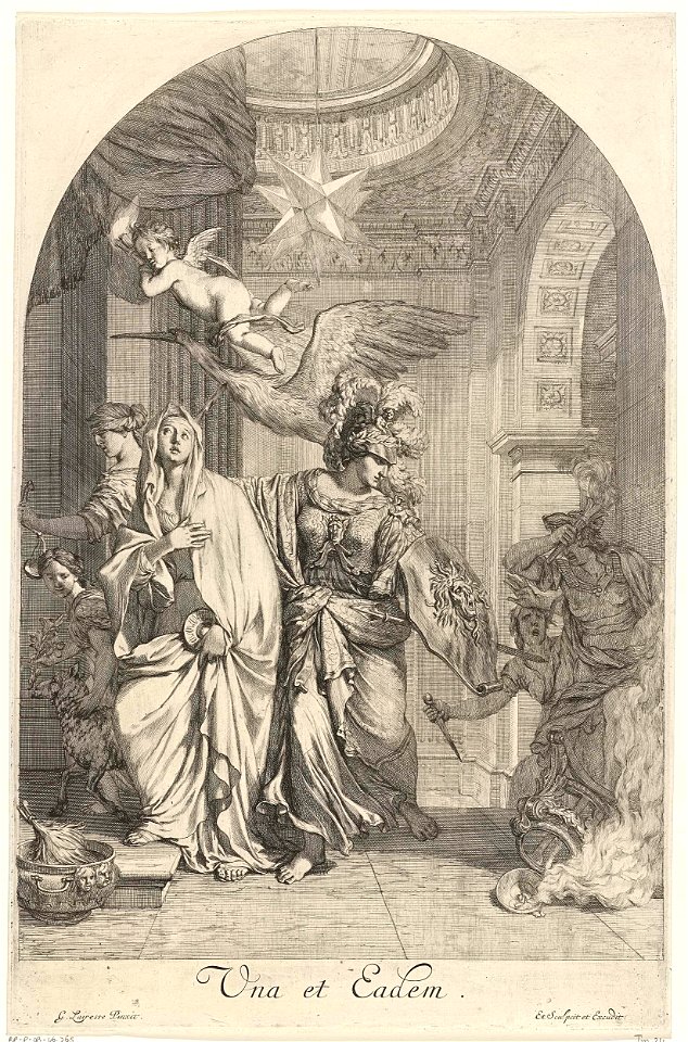 Minerva beschermt drie Deugden