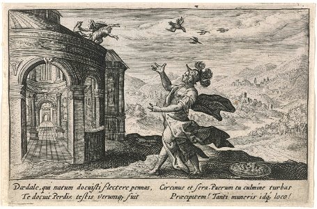 Minerva verandert Perdix in een vogel
