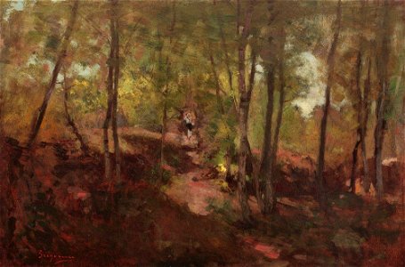 Nicolae Grigorescu = Tarancuta cu donita de la izvor prin padure