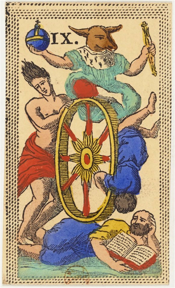 Minchiate card deck - Florence - 1860-1890 - Trumps - 09 - La Ruota della Fortuna