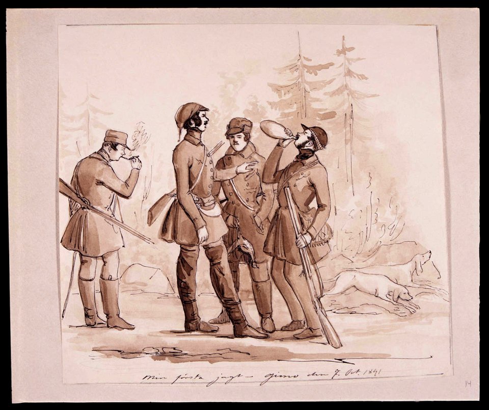 Min första jagt. Fritz von Dardel, 1841 - Nordiska Museet - NMA.0037323