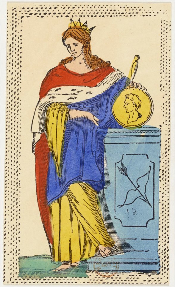 Minchiate card deck - Florence - 1860-1890 - Coins - 13 - Queen