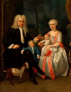 Nicolaas Verkolje - Portret van een echtpaar en twee kinderen - 0545 - Rijksmuseum Twenthe. Free illustration for personal and commercial use.