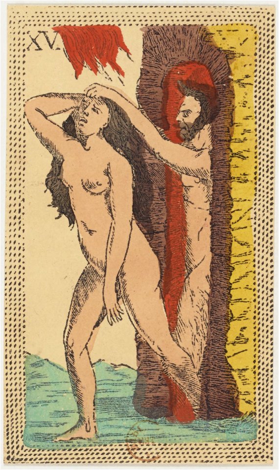 Minchiate card deck - Florence - 1860-1890 - Trumps - 15 - La Casa del Diavolo
