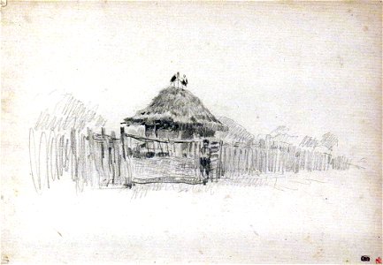 Nicolae Grigorescu - Casa de tara cu berze