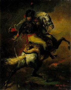 Nicolae Grigorescu - Ofiter de vanatori calare - copie dupa Gericault (1863 - 1864)