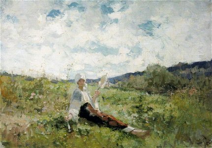 Nicolae Grigorescu - Taranca torcand (2)