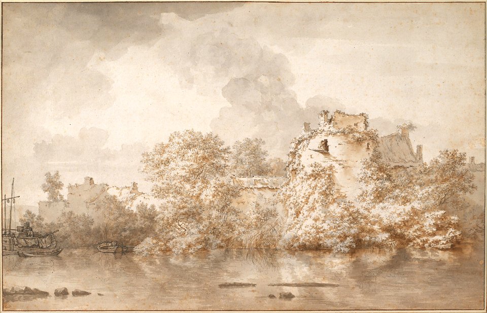Nicolaes Pieterszoon Berchem - River Landscape near Montfoort, c. 1655 - Google Art Project