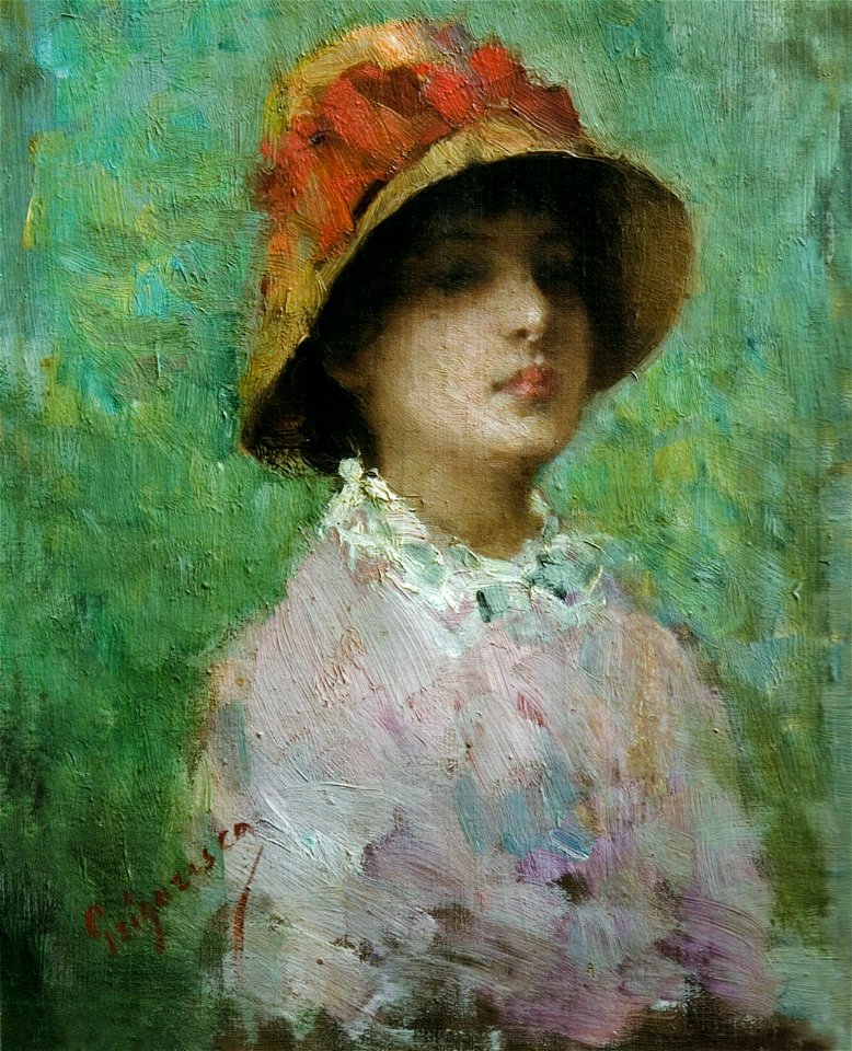 Nicolae Grigorescu - Portret de femeie cu palarie
