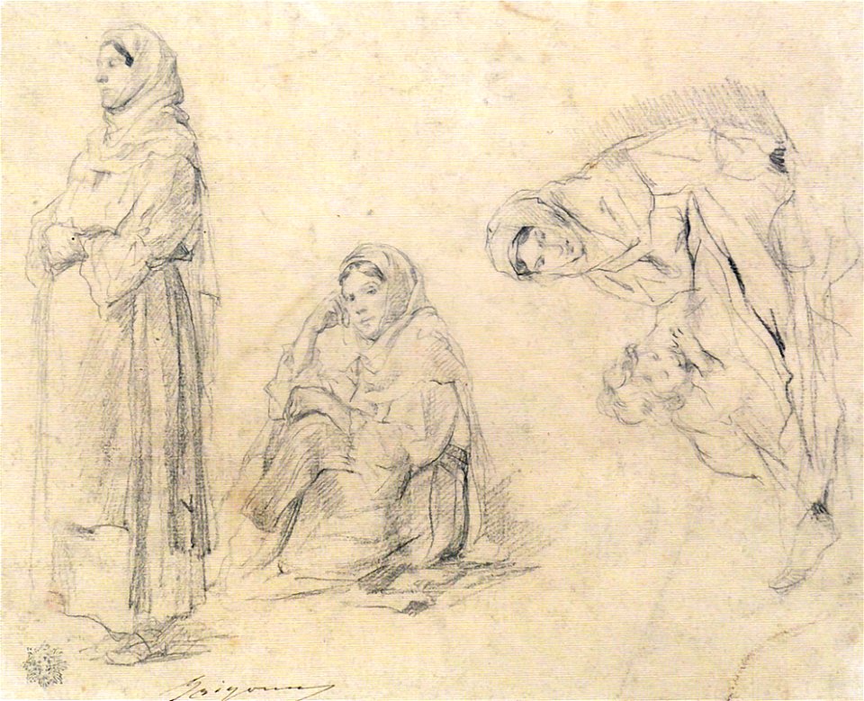 Nicolae Grigorescu - Trei studii de taranca cu marama