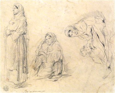 Nicolae Grigorescu - Trei studii de taranca cu marama