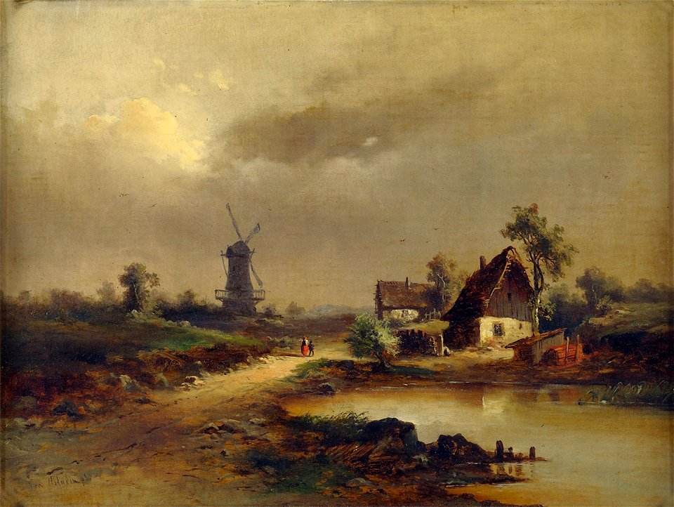 Nicolai von Astudin Sommerlandschaft mit Landvolk und Windmühle