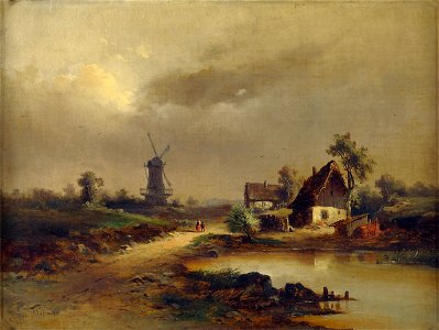 Nicolai von Astudin Sommerlandschaft mit Landvolk und Windmühle