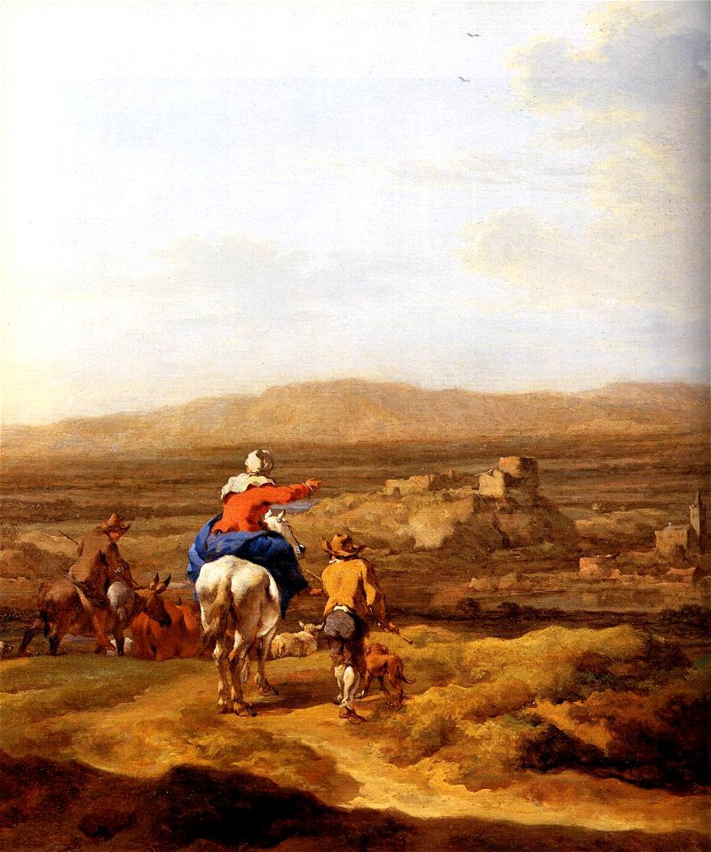 Nicolaes Pietersz. Berchem - Italian Landscape with Mountain Plateau (detail) - WGA01906