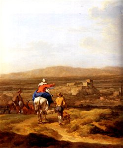 Nicolaes Pietersz. Berchem - Italian Landscape with Mountain Plateau (detail) - WGA01906