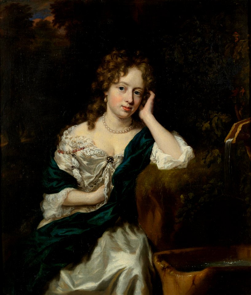 Nicolaes Maes - Portrait of a Lady by a Fountain 162N08715 5RCS4