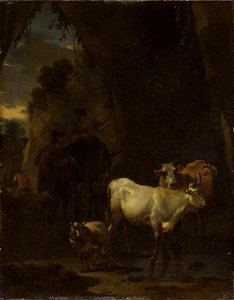 Nicolaes Berchem - Herder en herderin met vee in een rotslandschap - Cat. 610 - Philadelphia Museum of Art