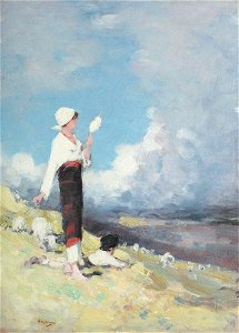 Nicolae Grigorescu - Tarancuta cu turma de oi, pe Valea Muscelului