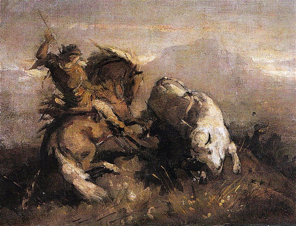 Nicolae Grigorescu - Dragos Voda luptand cu zimbrul