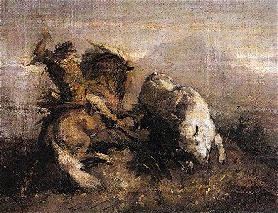 Nicolae Grigorescu - Dragos Voda luptand cu zimbrul