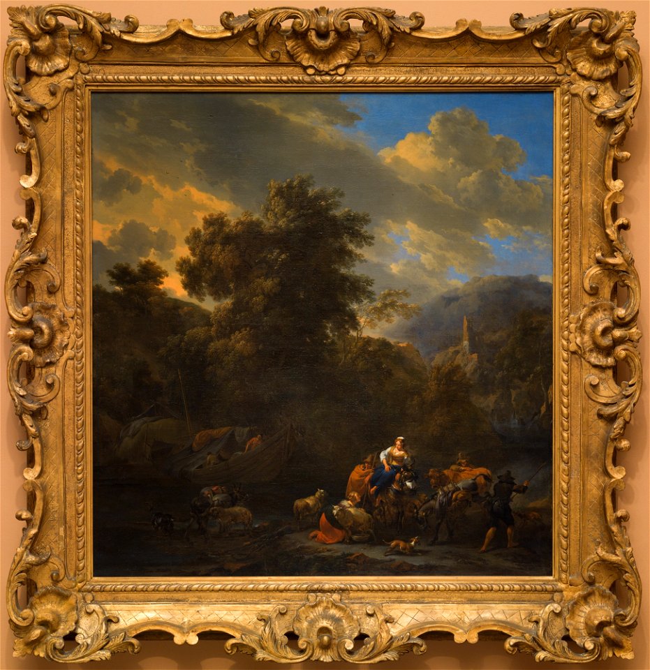 Nicolaes Berchem - Italianate Landscape with Figures and Pack Animals on the Banks of a River - 2012.131 - Detroit Institute of Arts