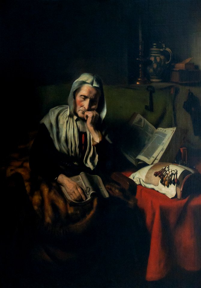 Nicolaes Maes (1634-1693) - Ingedutte oude vrouw - KMSK Brussel 25-02-2011 12-55-13