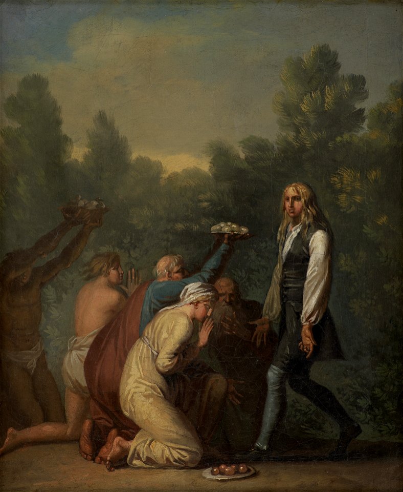 Nicolai Abildgaard - Niels Klim Receives the Homage of the Quamites. - KMS7456 - Statens Museum for Kunst