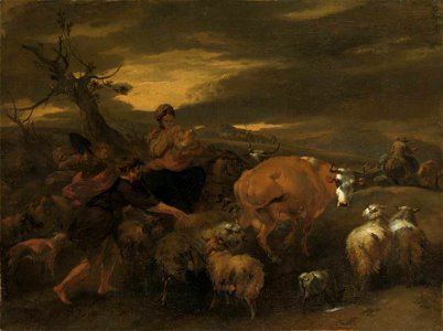 Nicolaes Berchem - Abendlandschaft mit Viehherde und Hirten - 2106 - Bavarian State Painting Collections