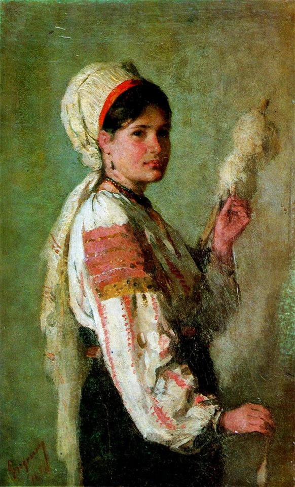 Nicolae Griogorescu - Taranca cu fuior - Traditional visual art under ...