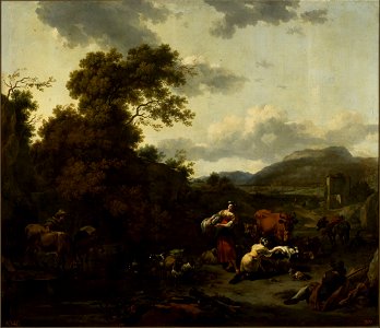 Nicolaes Berchem - Landscape with a pastoral scene - M.Ob.2111 - National Museum in Warsaw