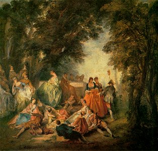 Nicolas Lancret - Company in the Park - WGA12420. Free illustration for personal and commercial use.