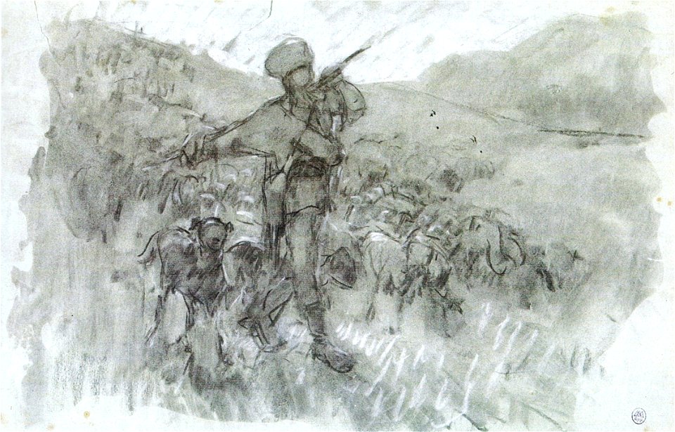 Nicolae Grigorescu - Studiu pentru - Scoboratul oilor