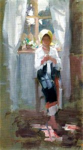 Nicolae Grigorescu - Taranca lucrand la fereastra