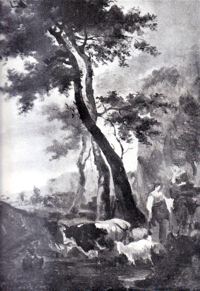 Nicolae Grigorescu - Peisaj cu capre (Copie dupa Berghem - 1864)