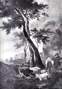 Nicolae Grigorescu - Peisaj cu capre (Copie dupa Berghem - 1864)
