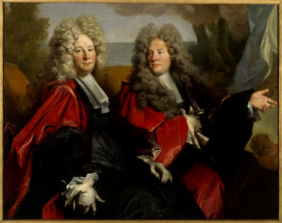 Nicolas de Largillierre - Portrait de deux échevins en fonction en 1702 , Hugues Desnotz, à droite, et un inconnu, supposé Boutet, à gauche (fragment) - P209 - Musée Carnavalet