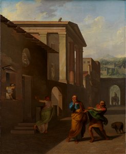 Nicolai Abildgaard - The Midwife Taking Leave of the girl from Andros. From Terence´s Andria - Google Art Project (PQHLQ11aA3P2wQ)
