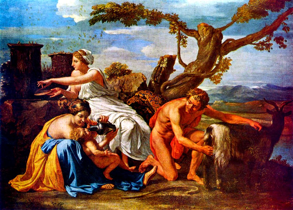Nicolas Poussin - Jupiter enfant nourri par la chèvre Amalthée