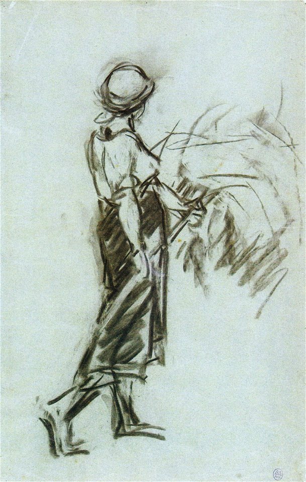 Nicolae Grigorescu - Taranca strangand paie cu furca