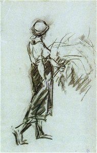 Nicolae Grigorescu - Taranca strangand paie cu furca