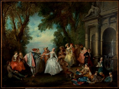 Nicolas Lancret (French - Dance before a Fountain - Google Art Project. Free illustration for personal and commercial use.