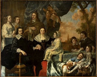 Nicolaes van Helt Stockade - Self-portrait with the family - M.Ob.26 MNW - National Museum in Warsaw. Free illustration for personal and commercial use.