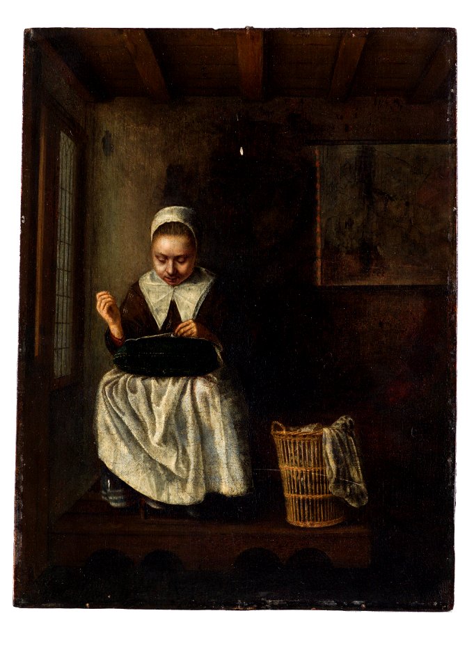 Nicolaes Maes - A Girl Sewing - 79.347 - Indianapolis Museum of Art