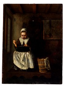 Nicolaes Maes - A Girl Sewing - 79.347 - Indianapolis Museum of Art