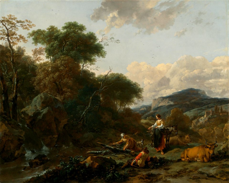 Nicolaes Berchem - Landscape with Figures 1855N08712 5YBBF