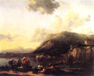 Nicolaes Pietersz. Berchem - Muleteer by a Ford - WGA1907
