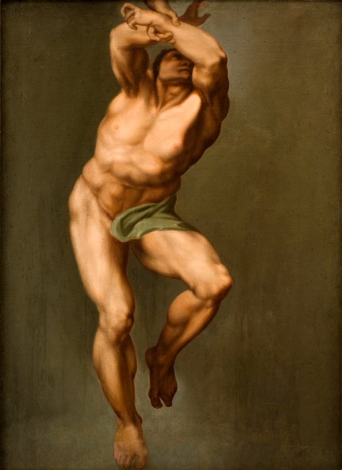 Nicolai Abildgaard - Male Figure. After Michelangelo's Last Judgement in the Sistine Chapel - KMS7131 - Statens Museum for Kunst