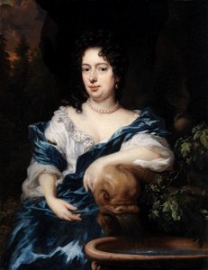 Nicolaes Maes - Portrait of a Lady by a Fountain 204. Free illustration for personal and commercial use.